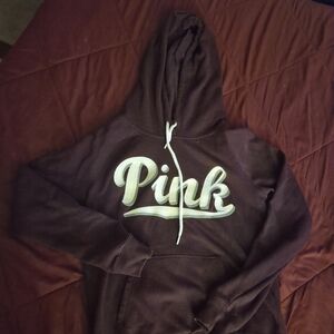 PINK Victoria's Secret Chocolate Hoodie with Cream Logo